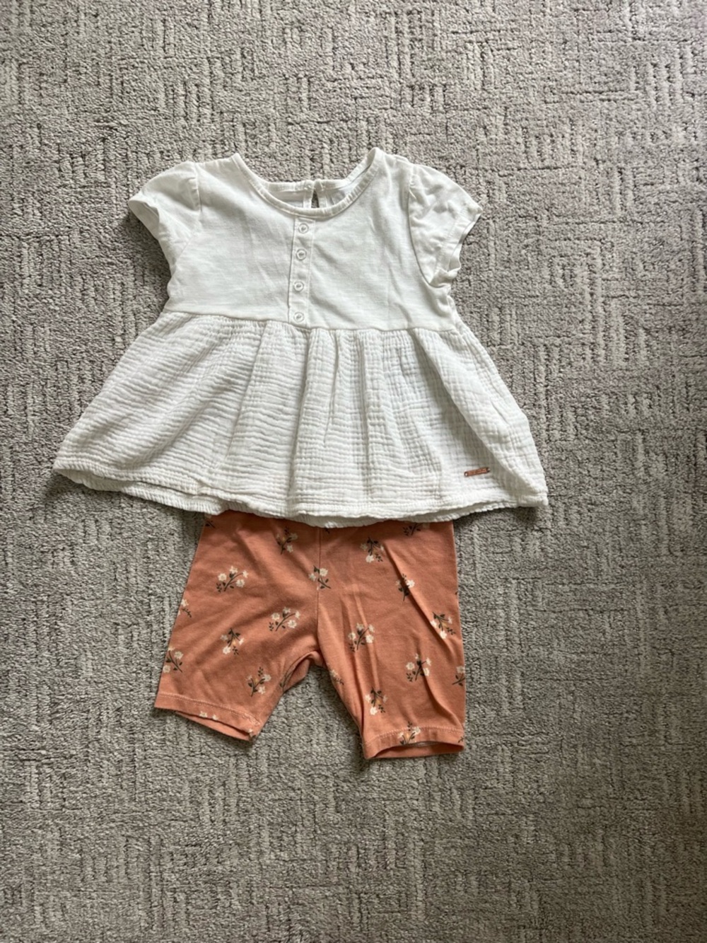 White Peplum top and ditsy floral bike shorts